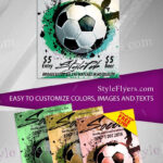 4 Illustrated, Grunge Soccer Game Event Flyers and Facebook Cover Templates