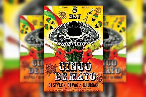 4 Illustrated, Thematic Cinco De Mayo Flyer Templates