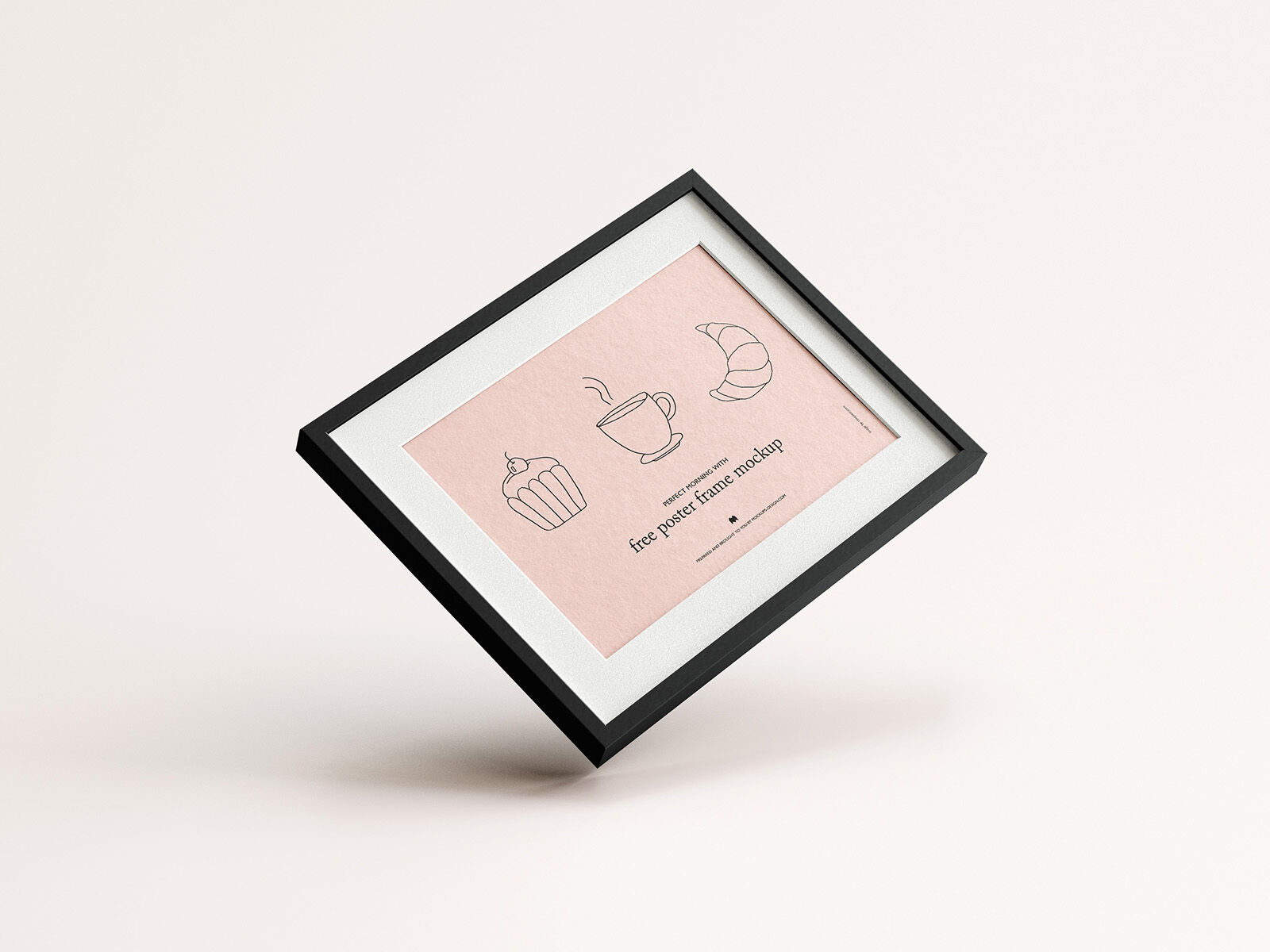 4 Mockups Featuring a Horizontal Poster Frame from Different Angles FREE PSD