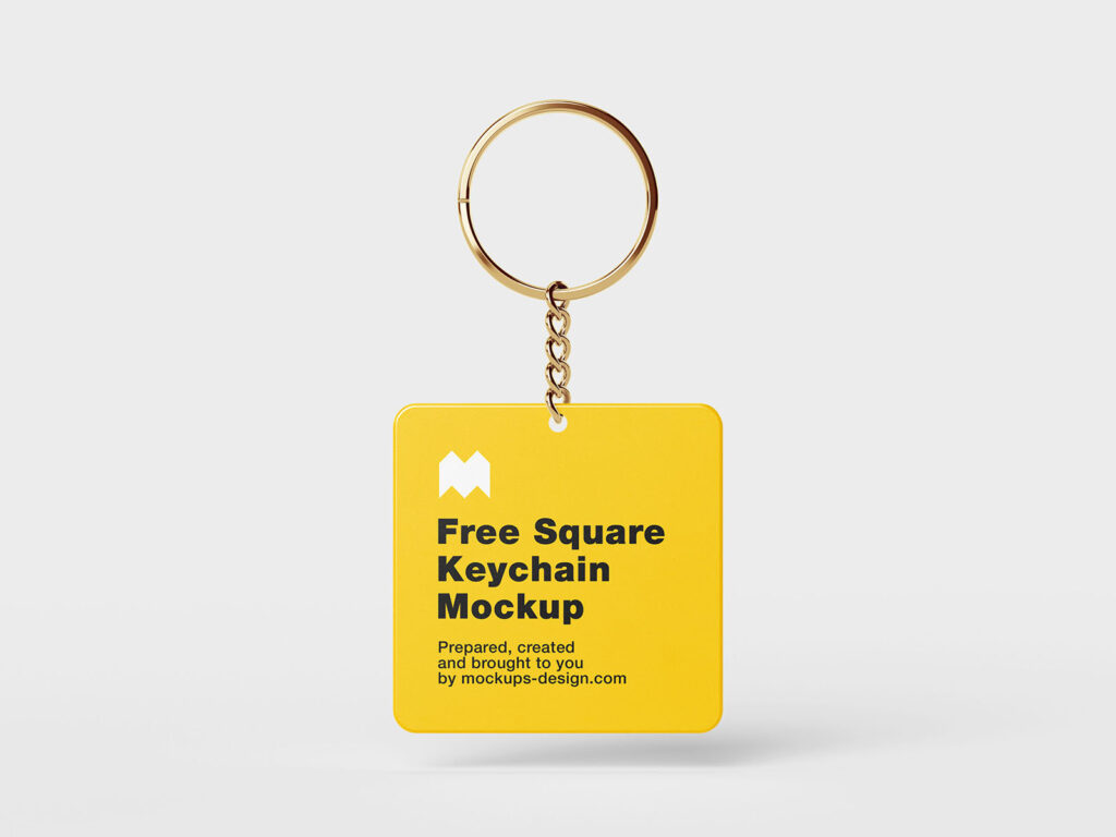 4 Mockups of Square Key Chain