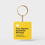 4 Mockups of Square Key Chain