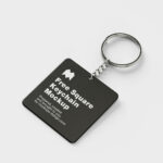 4 Mockups of Square Key Chain