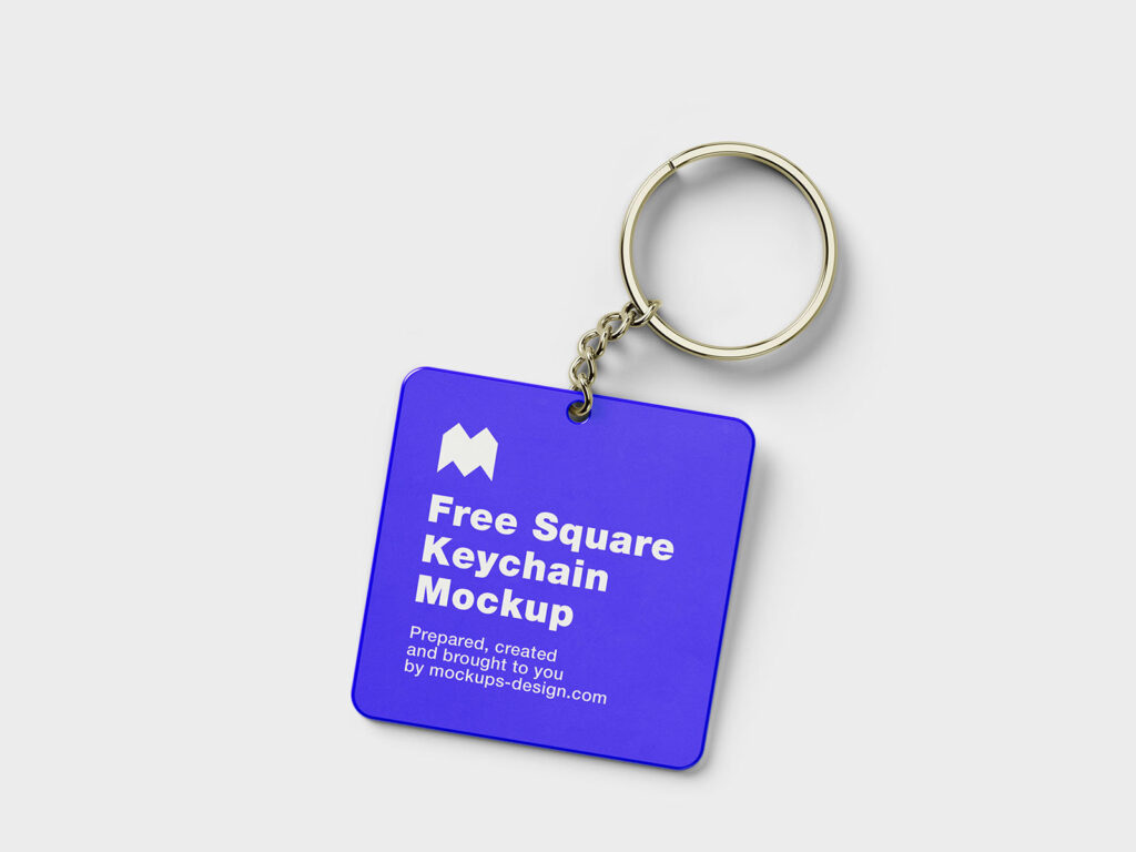 4 Mockups of Square Key Chain