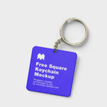 4 Mockups of Square Key Chain