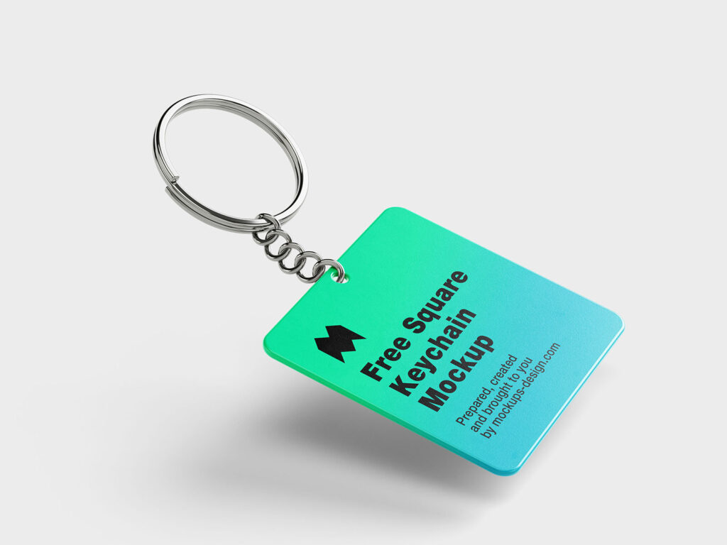 4 Mockups of Square Key Chain