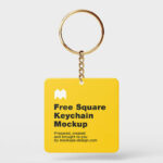 4 Mockups of Square Key Chain