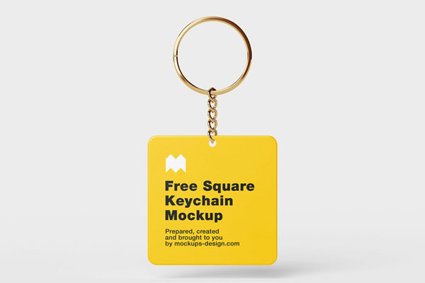 4 Mockups of Square Key Chain