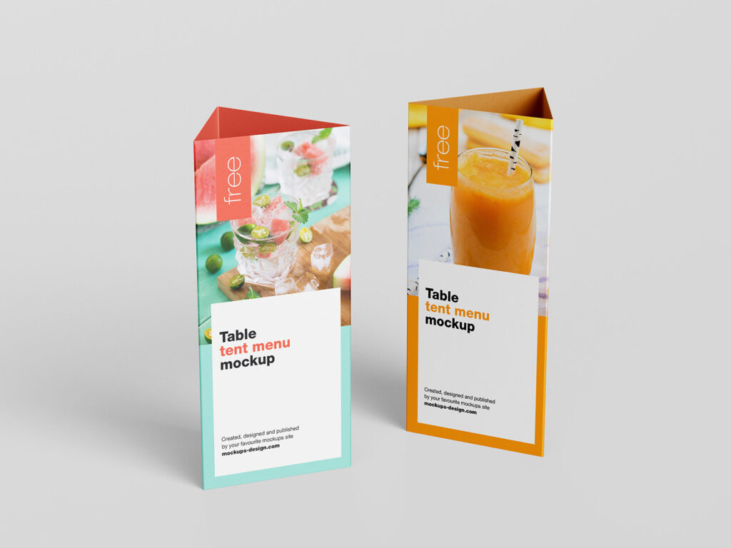 4 Mockups of Table Tent Menu mockup preview