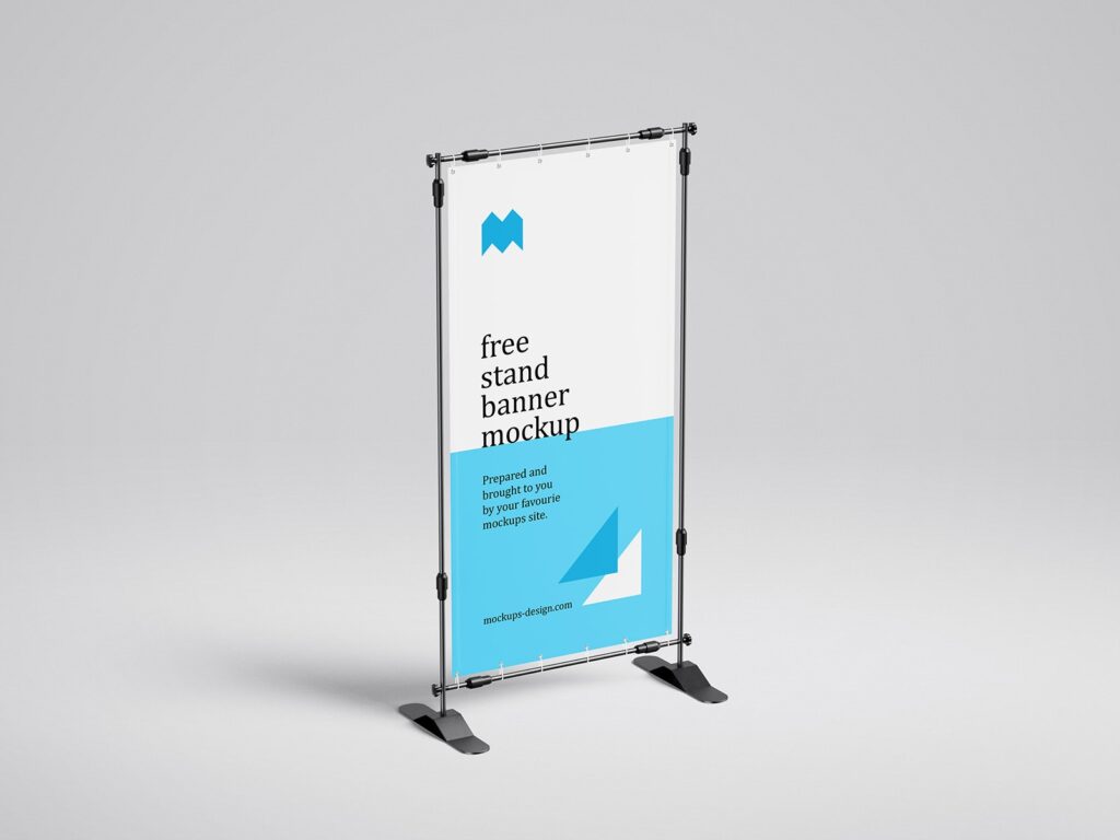 4 Mockups of Vertical Banner Stand Mockup