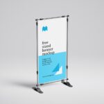 4 Mockups of Vertical Banner Stand Mockup