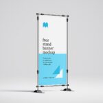 4 Mockups of Vertical Banner Stand Mockup