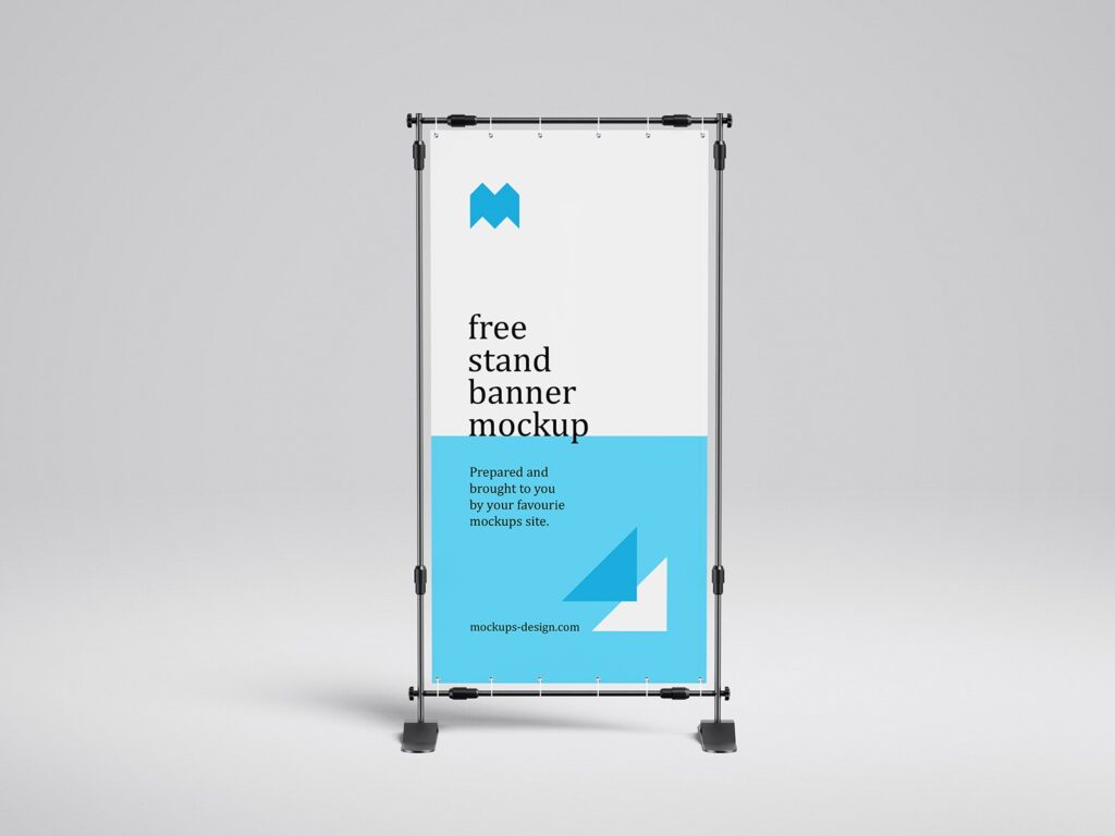4 Mockups of Vertical Banner Stand Mockup