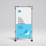 4 Mockups of Vertical Banner Stand Mockup
