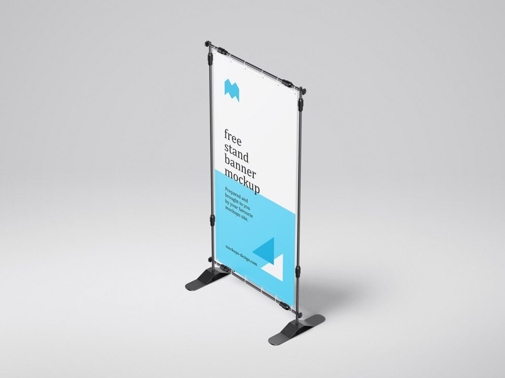4 Mockups of Vertical Banner Stand Mockup