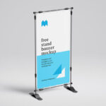 4 Mockups of Vertical Banner Stand Mockup