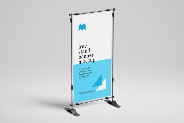 4 Mockups of Vertical Banner Stand Mockup