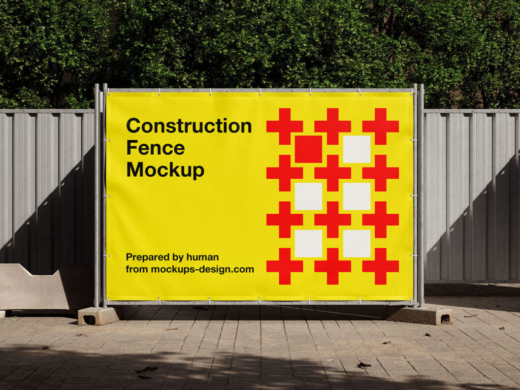 4 Mockups with Different Numbers of Construction Fence Banners
