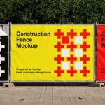 4 Mockups with Different Numbers of Construction Fence Banners