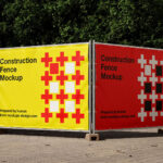4 Mockups with Different Numbers of Construction Fence Banners