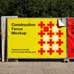 4 Mockups with Different Numbers of Construction Fence Banners