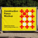 4 Mockups with Different Numbers of Construction Fence Banners