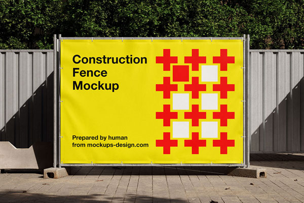 4 Mockups with Different Numbers of Construction Fence Banners