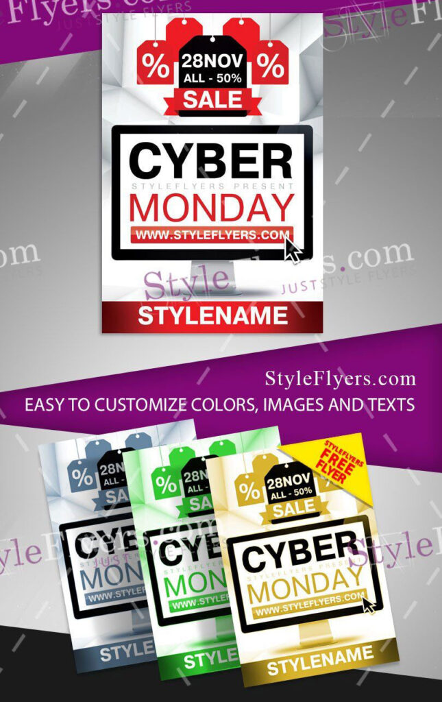 4 Modern 3D Cyber Monday Flyer Templates