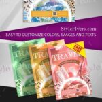 4 Modern, Thematic, 3D Travel Agency Flyer Templates in Different Colors