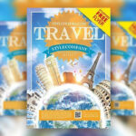 4 Modern, Thematic, 3D Travel Agency Flyer Templates in Different Colors