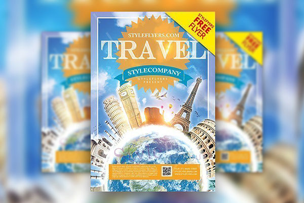 4 Modern, Thematic, 3D Travel Agency Flyer Templates in Different Colors