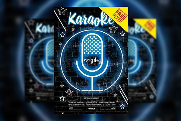 4 Neon, Modern Karaoke Party Flyer Templates
