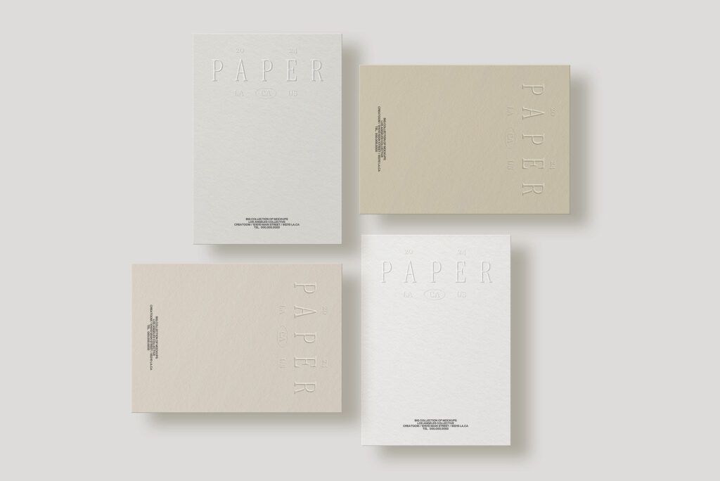 4 Papers Mockup in Top View