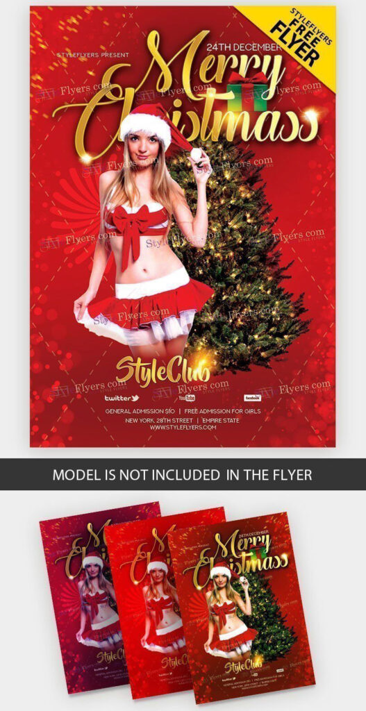 4 Red and Golden Christmas Eve Party Flyer Templates