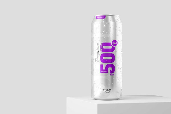 4 Shots of 500ml Beer Can Mockup