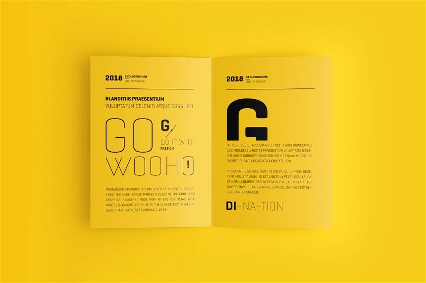4 Shots of A4 Bifold Brochure Mockup