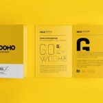 4 Shots of A4 Bifold Brochure Mockup