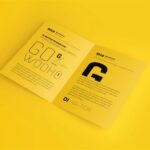 4 Shots of A4 Bifold Brochure Mockup