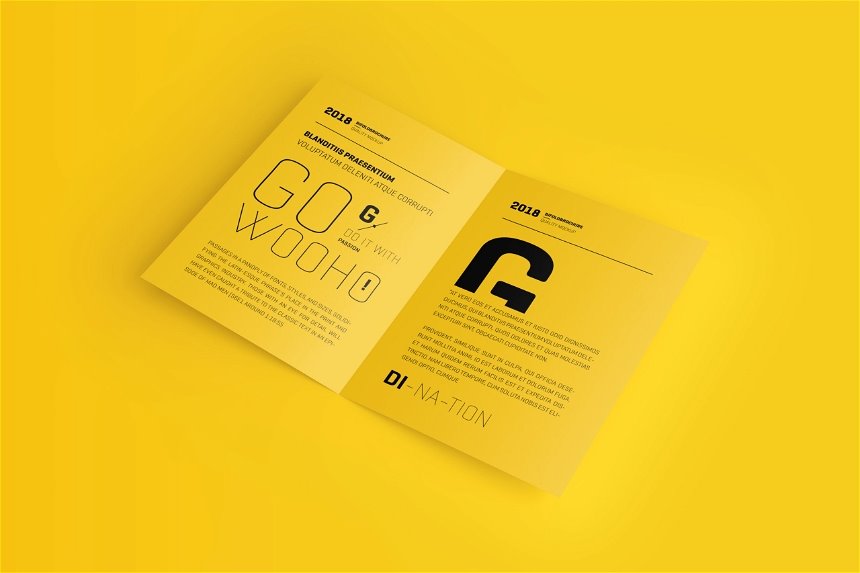 4 Shots of A4 Bifold Brochure Mockup