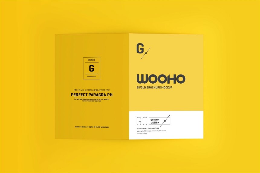 4 Shots of A4 Bifold Brochure Mockup