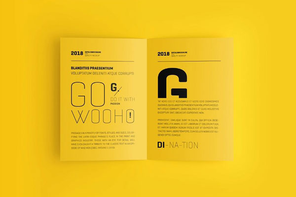 4 Shots of A4 Bifold Brochure Mockup