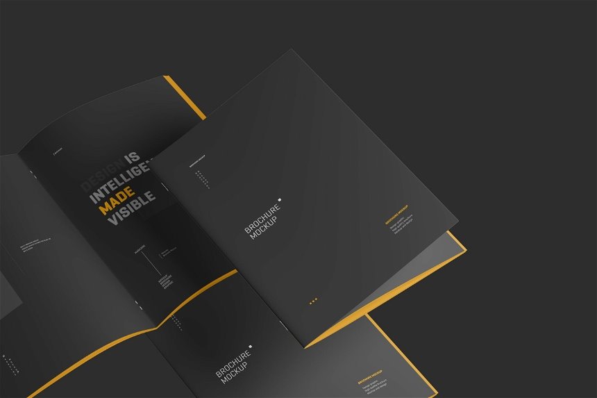 4 Shots of A4 Magazine Brochure Mockup