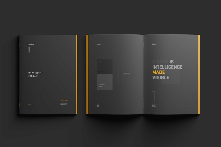4 Shots of A4 Magazine Brochure Mockup FREE PSD