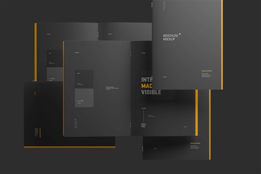 4 Shots of A4 Magazine Brochure Mockup FREE PSD