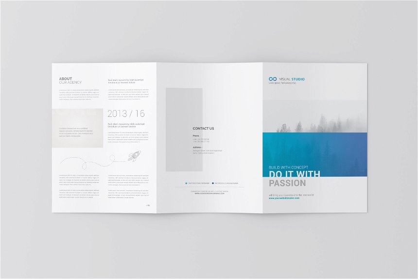 4 Shots of A4 Tri Fold Brochure Mockup