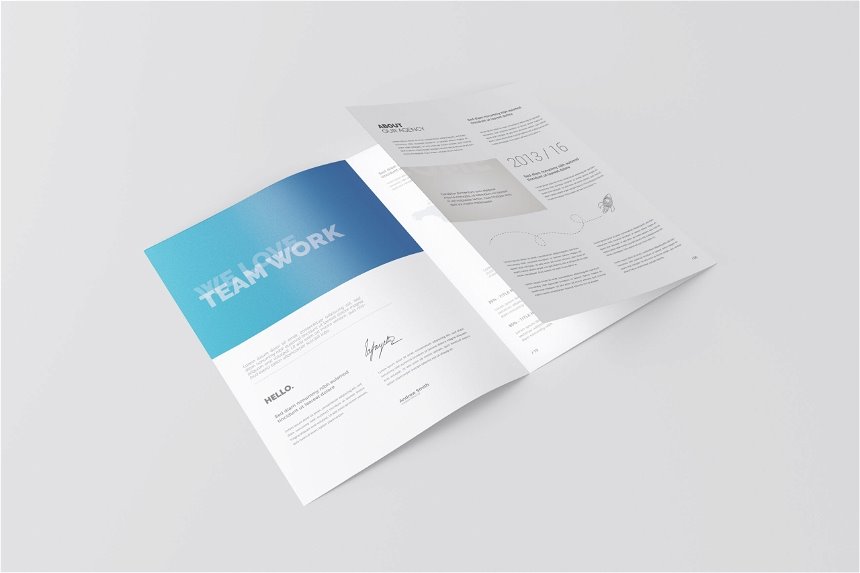 4 Shots of A4 Tri Fold Brochure Mockup