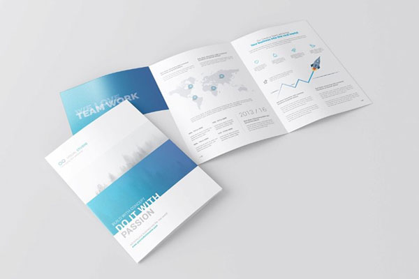 4 Shots of A4 Tri Fold Brochure Mockup