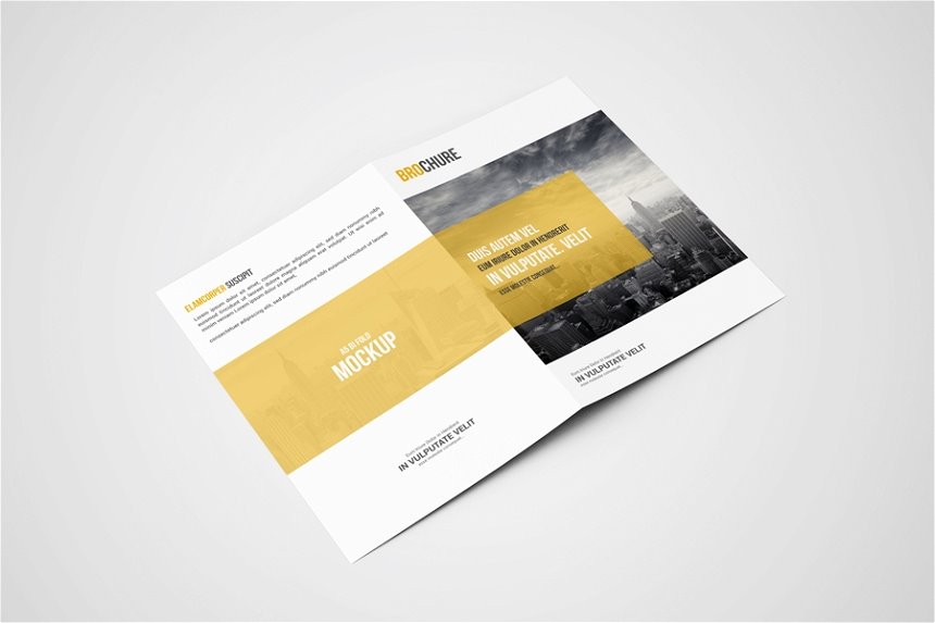 4 Shots of A5 Bi Fold Brochure Mockups