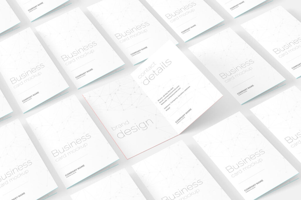 4 Shots of Bi-folded Business Card Mockup