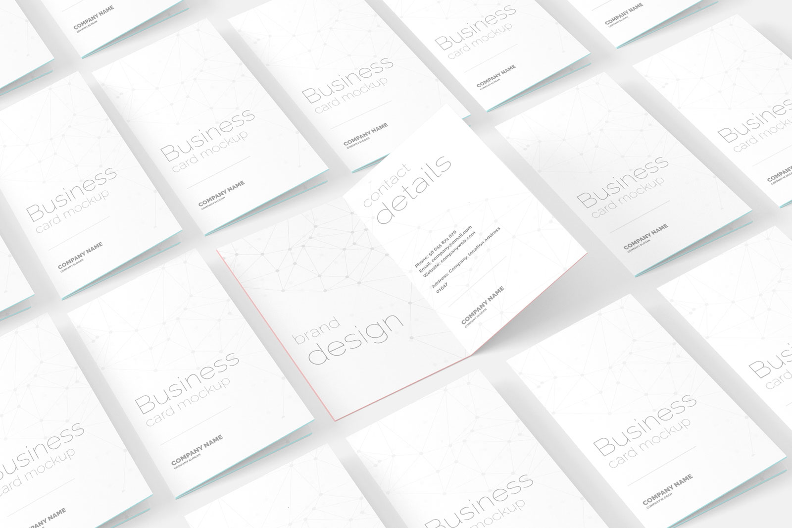 Free 4 Shots of Bi-folded Business Card Mockup PSD Template