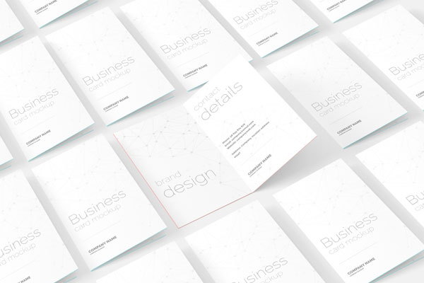 4 Shots of Bi-folded Business Card Mockup